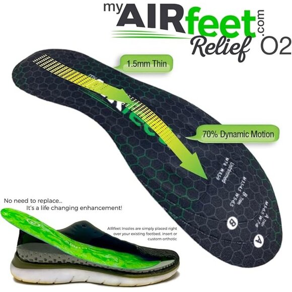 My Airfeet Relief O2 Insoles Medium Large Featherweight Standing Athleisure NEW - Picture 7 of 7